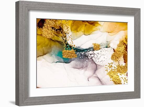 Tenderness in Pastel Colours. Unique Creativity. Inspired by the Sky. Abstract Painting with Golden-CARACOLLA-Framed Art Print