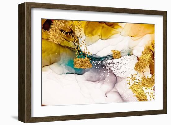 Tenderness in Pastel Colours. Unique Creativity. Inspired by the Sky. Abstract Painting with Golden-CARACOLLA-Framed Art Print