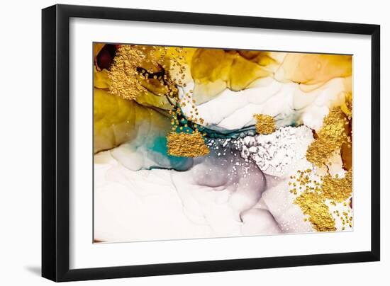 Tenderness in Pastel Colours. Unique Creativity. Inspired by the Sky. Abstract Painting with Golden-CARACOLLA-Framed Art Print