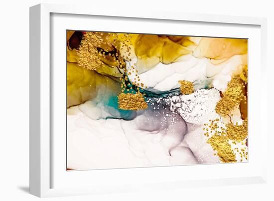 Tenderness in Pastel Colours. Unique Creativity. Inspired by the Sky. Abstract Painting with Golden-CARACOLLA-Framed Art Print