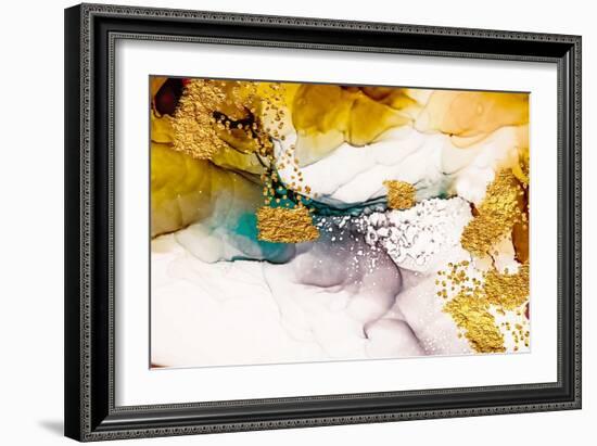 Tenderness in Pastel Colours. Unique Creativity. Inspired by the Sky. Abstract Painting with Golden-CARACOLLA-Framed Art Print