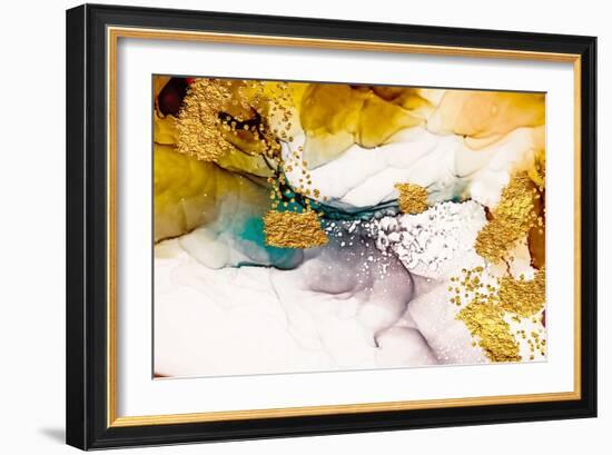 Tenderness in Pastel Colours. Unique Creativity. Inspired by the Sky. Abstract Painting with Golden-CARACOLLA-Framed Art Print