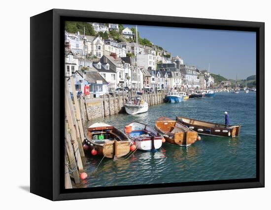 Tenders Moored on the Quayside in Looe, Cornwall, England, United Kingdom, Europe-David Clapp-Framed Premier Image Canvas