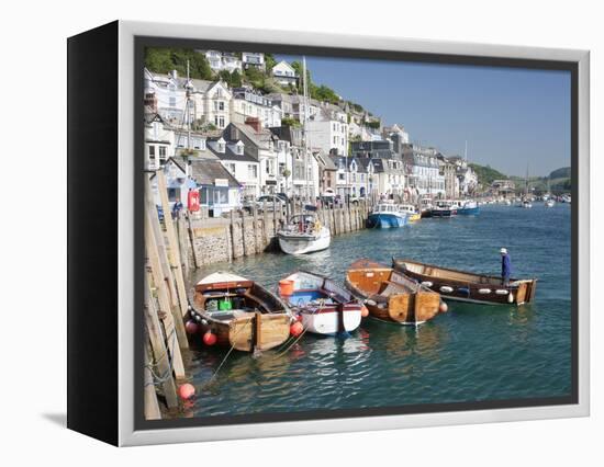 Tenders Moored on the Quayside in Looe, Cornwall, England, United Kingdom, Europe-David Clapp-Framed Premier Image Canvas