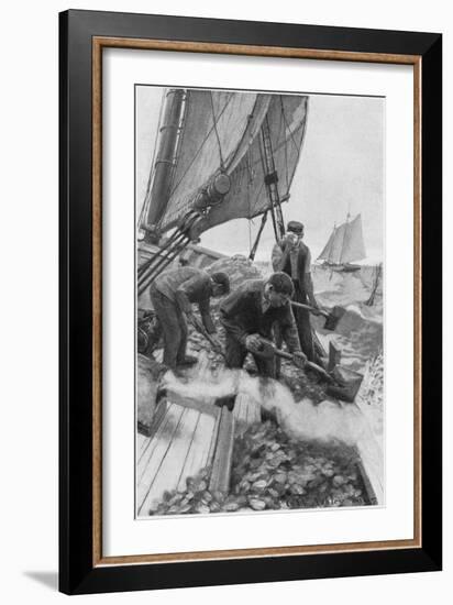 Tending Oyster Beds-null-Framed Art Print