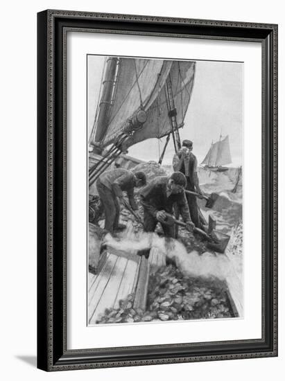 Tending Oyster Beds-null-Framed Art Print