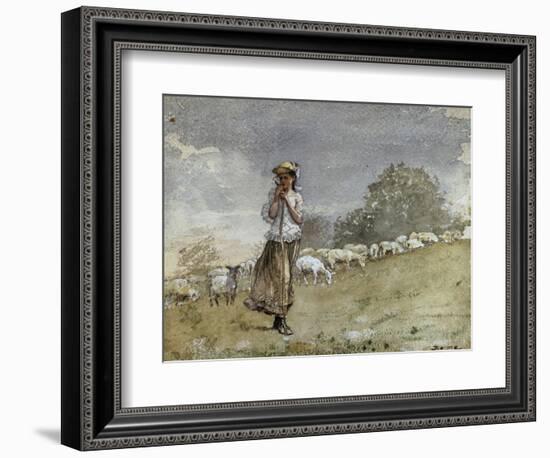 Tending Sheep, Houghton Farm-Winslow Homer-Framed Giclee Print