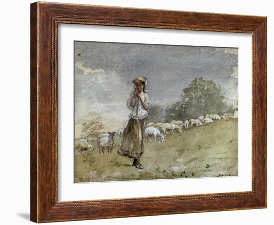 Tending Sheep, Houghton Farm-Winslow Homer-Framed Giclee Print