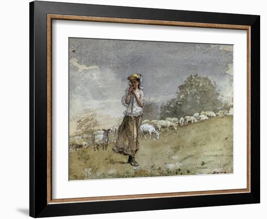 Tending Sheep, Houghton Farm-Winslow Homer-Framed Giclee Print