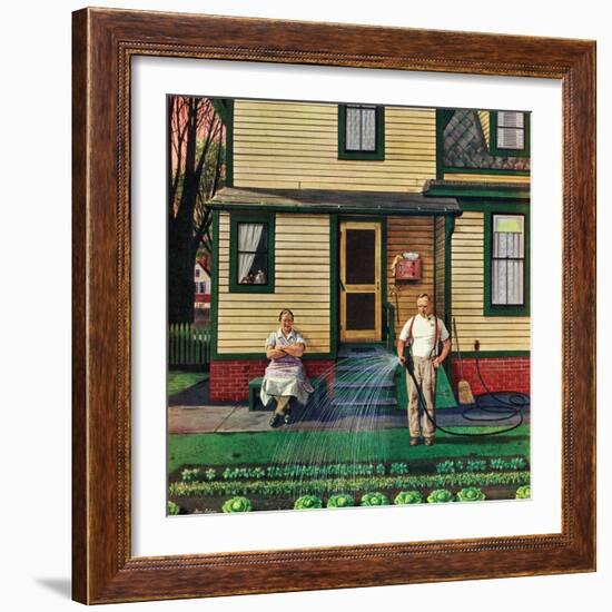 "Tending the Garden", May 26, 1951-Stevan Dohanos-Framed Giclee Print