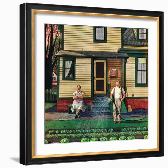 "Tending the Garden", May 26, 1951-Stevan Dohanos-Framed Giclee Print