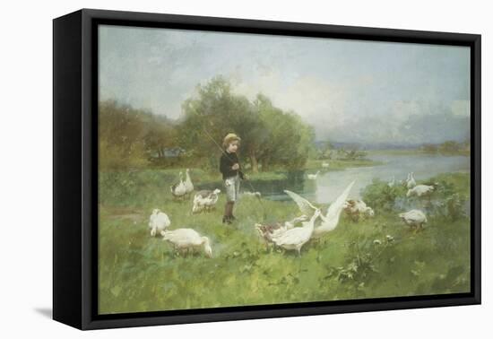 Tending the Geese-Luigi Chialiva-Framed Premier Image Canvas