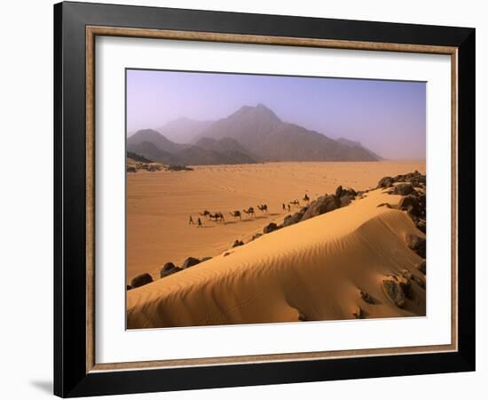 Tenere Desert, Camel Caravan Travelling Through the Air Mountains and Tenere Desert, Niger-Paul Harris-Framed Photographic Print