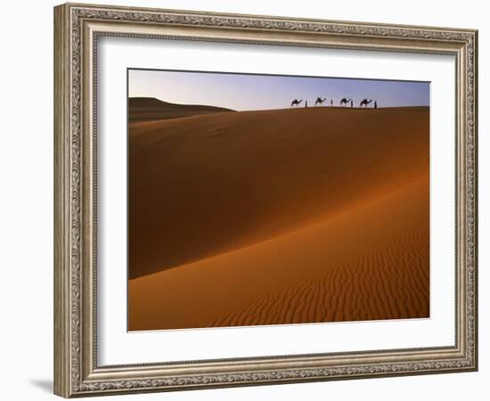 Tenere Desert, Camel Caravan Travelling Through the Air Mountains and Tenere Desert, Niger-Paul Harris-Framed Photographic Print