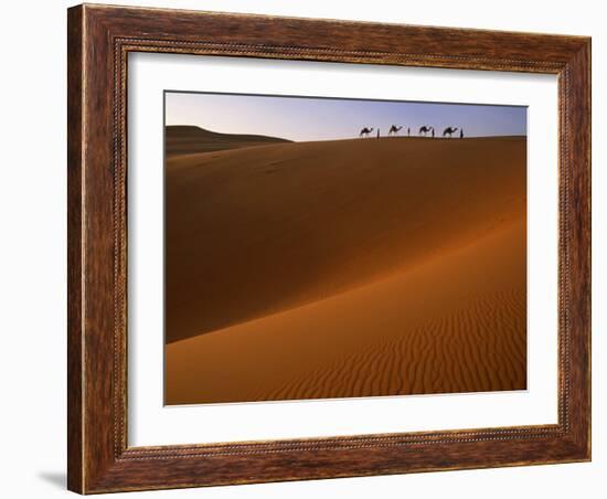 Tenere Desert, Camel Caravan Travelling Through the Air Mountains and Tenere Desert, Niger-Paul Harris-Framed Photographic Print