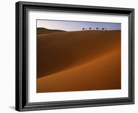 Tenere Desert, Camel Caravan Travelling Through the Air Mountains and Tenere Desert, Niger-Paul Harris-Framed Photographic Print