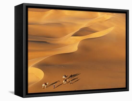 Tenere Desert, Camel Caravan Travelling Through the Air Mountains and Tenere Desert, Niger-Paul Harris-Framed Premier Image Canvas