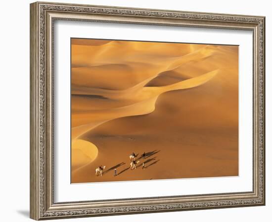 Tenere Desert, Camel Caravan Travelling Through the Air Mountains and Tenere Desert, Niger-Paul Harris-Framed Photographic Print