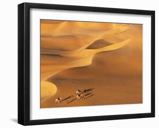 Tenere Desert, Camel Caravan Travelling Through the Air Mountains and Tenere Desert, Niger-Paul Harris-Framed Photographic Print