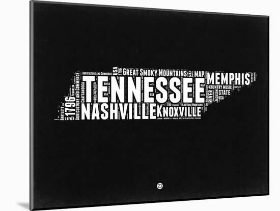 Tennessee Black and White Map-NaxArt-Mounted Art Print