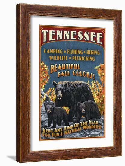 Tennessee - Black Bears Vintage Sign-Lantern Press-Framed Art Print