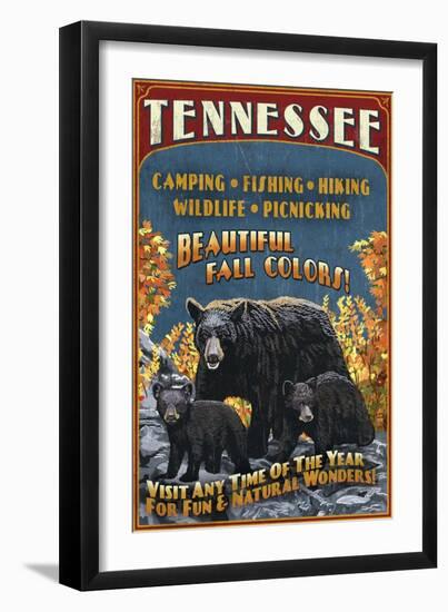Tennessee - Black Bears Vintage Sign-Lantern Press-Framed Art Print