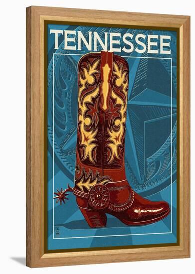 Tennessee - Boot-Lantern Press-Framed Stretched Canvas