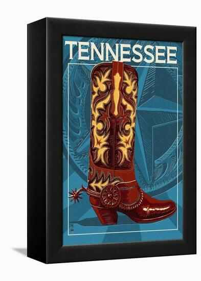 Tennessee - Boot-Lantern Press-Framed Stretched Canvas