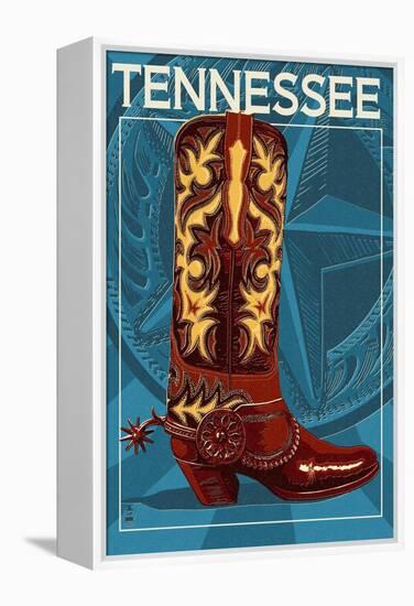 Tennessee - Boot-Lantern Press-Framed Stretched Canvas