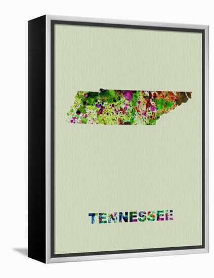 Tennessee Color Splatter Map-NaxArt-Framed Stretched Canvas