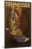 Tennessee - Cowboy Boot-Lantern Press-Mounted Art Print