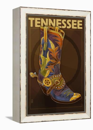 Tennessee - Cowboy Boot-Lantern Press-Framed Stretched Canvas