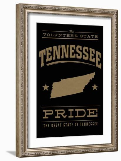 Tennessee State Pride - Gold on Black-Lantern Press-Framed Art Print