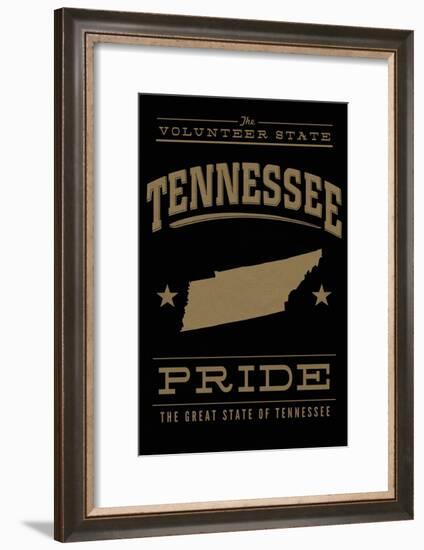 Tennessee State Pride - Gold on Black-Lantern Press-Framed Art Print