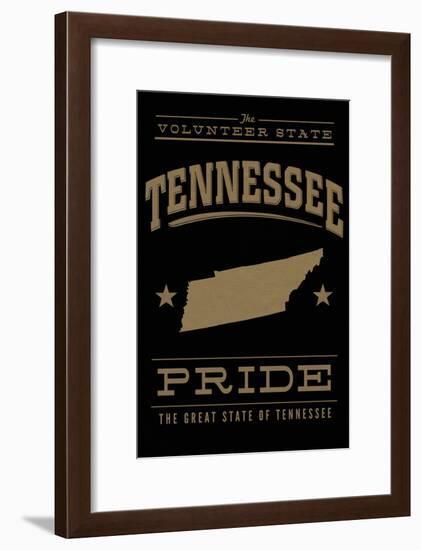 Tennessee State Pride - Gold on Black-Lantern Press-Framed Art Print
