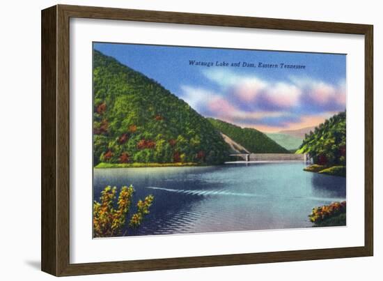 Tennessee - View of Watauga Lake and Dam-Lantern Press-Framed Art Print