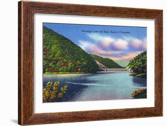 Tennessee - View of Watauga Lake and Dam-Lantern Press-Framed Art Print