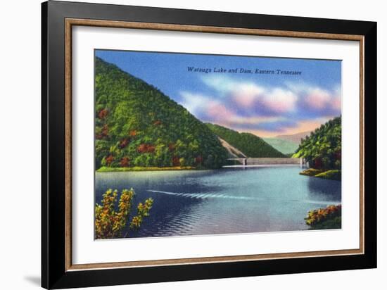 Tennessee - View of Watauga Lake and Dam-Lantern Press-Framed Art Print