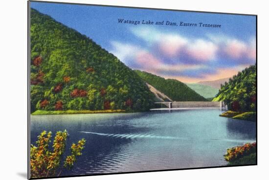 Tennessee - View of Watauga Lake and Dam-Lantern Press-Mounted Art Print