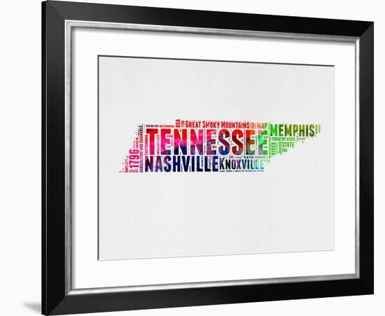 Tennessee Watercolor Word Cloud-NaxArt-Framed Art Print