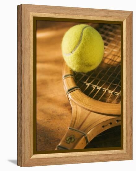 Tennis Ball and Wood Racket-Tom Grill-Framed Premier Image Canvas