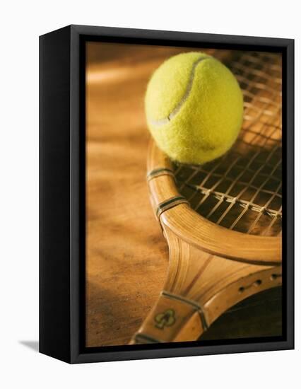 Tennis Ball and Wood Racket-Tom Grill-Framed Premier Image Canvas