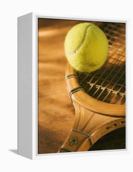 Tennis Ball and Wood Racket-Tom Grill-Framed Premier Image Canvas