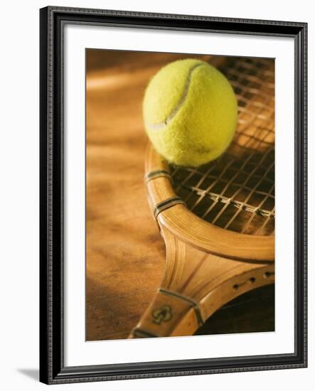 Tennis Ball and Wood Racket-Tom Grill-Framed Photographic Print