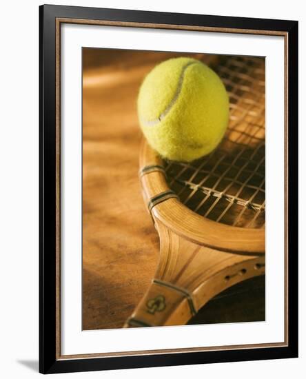 Tennis Ball and Wood Racket-Tom Grill-Framed Photographic Print