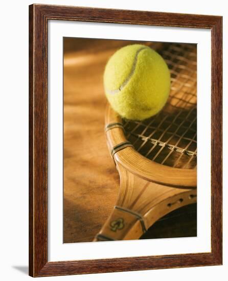 Tennis Ball and Wood Racket-Tom Grill-Framed Photographic Print