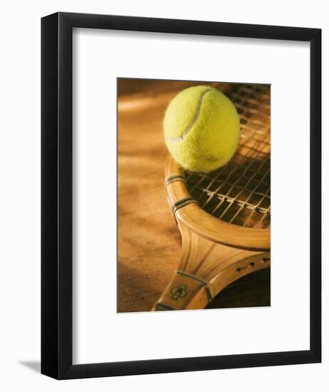 Tennis Ball and Wood Racket-Tom Grill-Framed Photographic Print