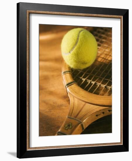 Tennis Ball and Wood Racket-Tom Grill-Framed Photographic Print