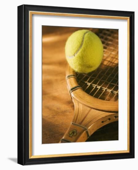 Tennis Ball and Wood Racket-Tom Grill-Framed Photographic Print