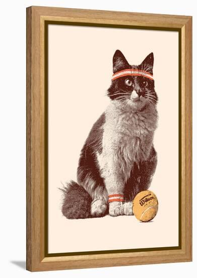 Tennis Cat, 2021 (Digital)-Florent Bodart-Framed Premier Image Canvas